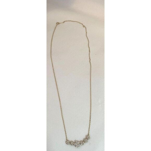 Sterling SIlver Rhinestone flower Necklace 18" - Picture 1 of 6